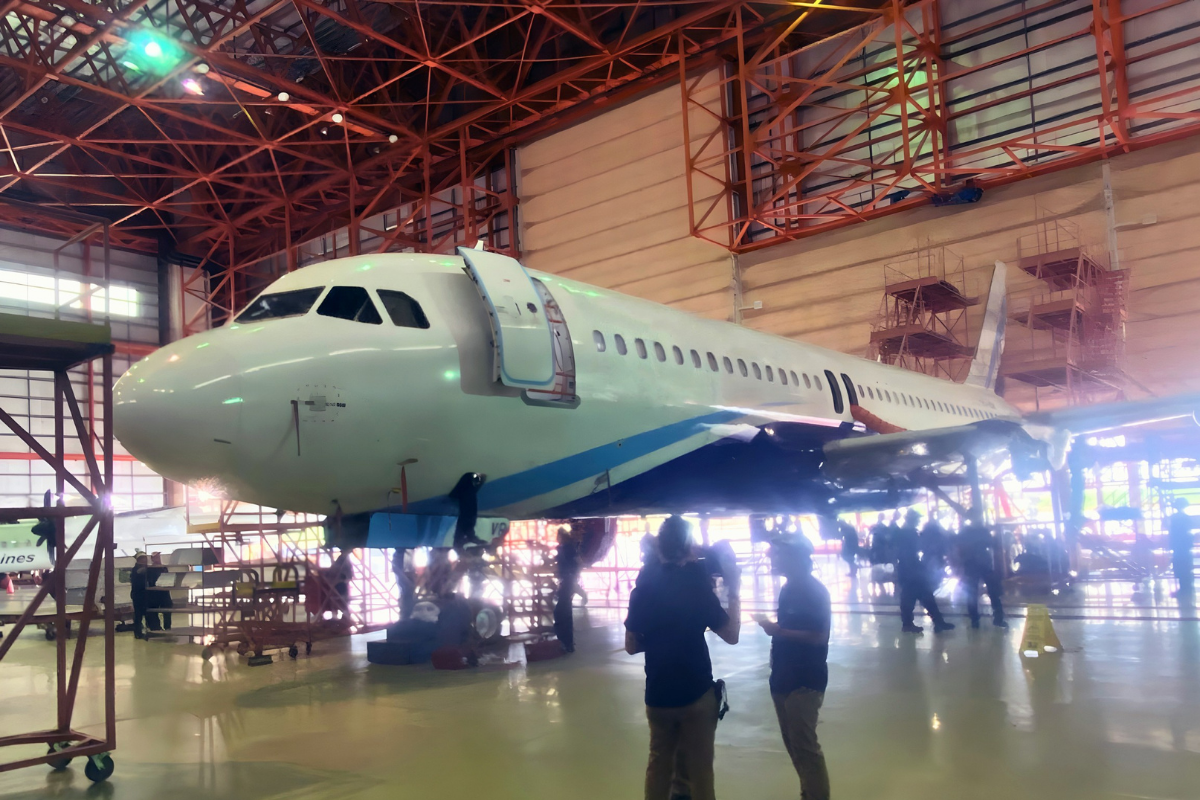 Aircraft maintenance and teardown of an A320neo at AerFin's facility in Asia-Pacific.