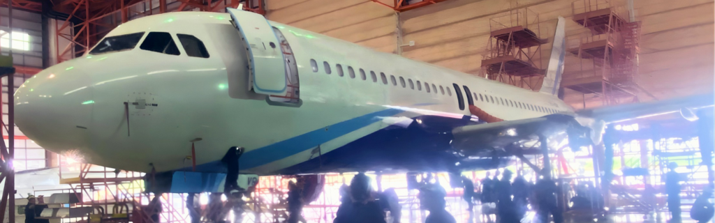 Aircraft teardown of an A320neo at AerFin's facility in Asia-Pacific.